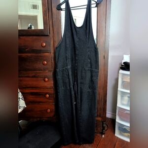 Women's Black Denim Overalls/ Jump Suit_Medium